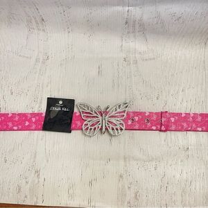 NWT pink butterfly crystal belt
